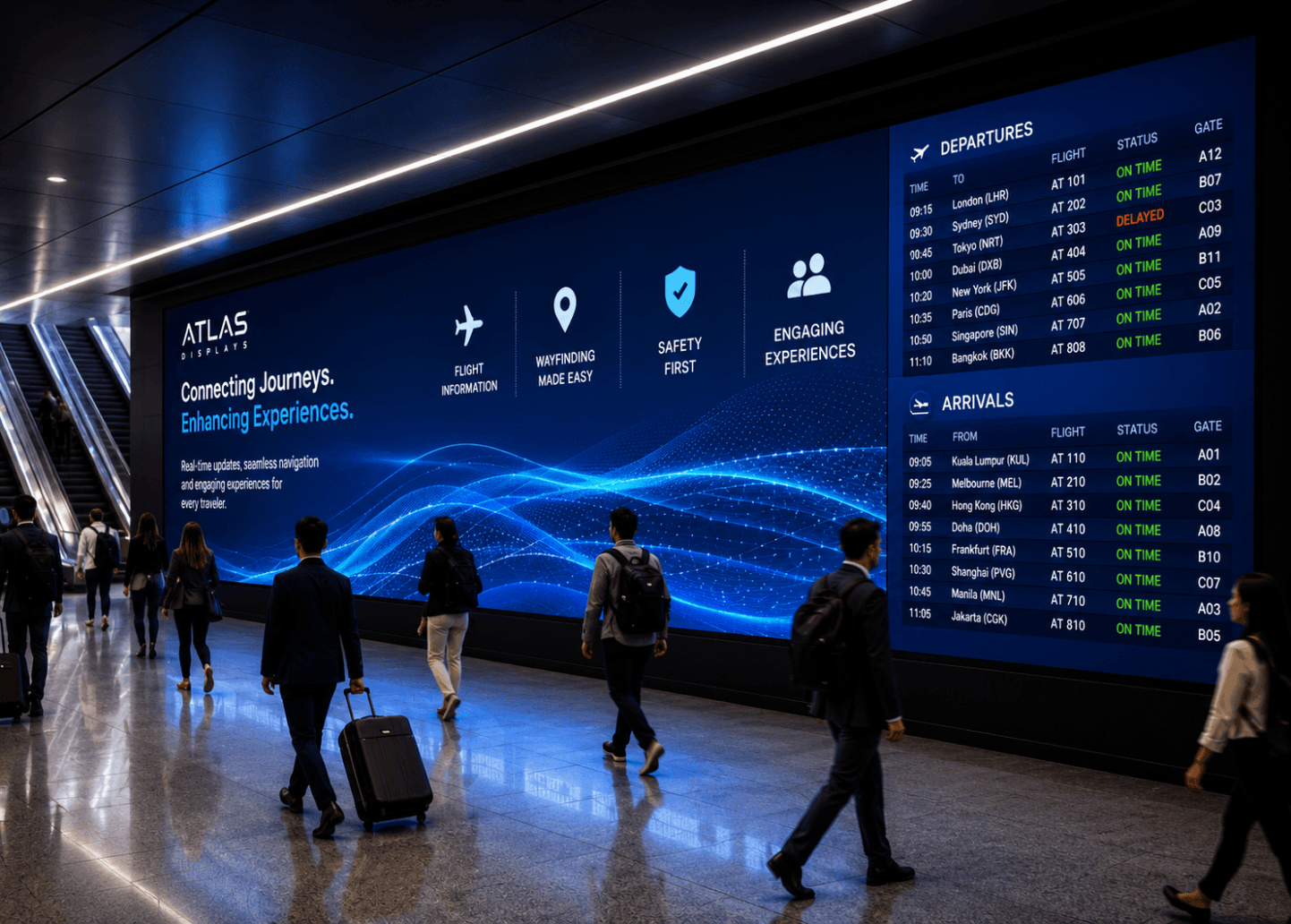 Conference room LED display showing resort property