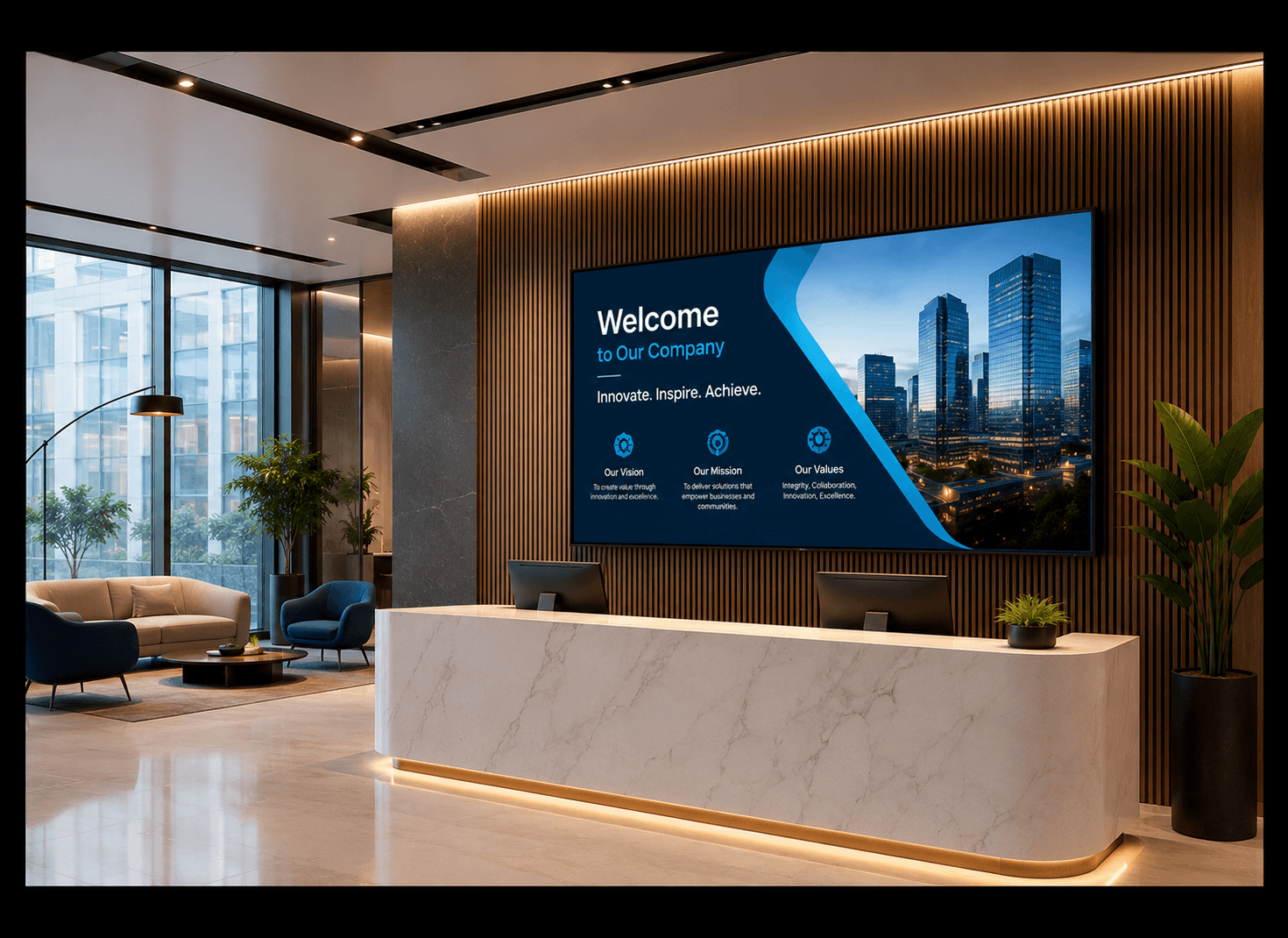 Hotel lobby and reception display
