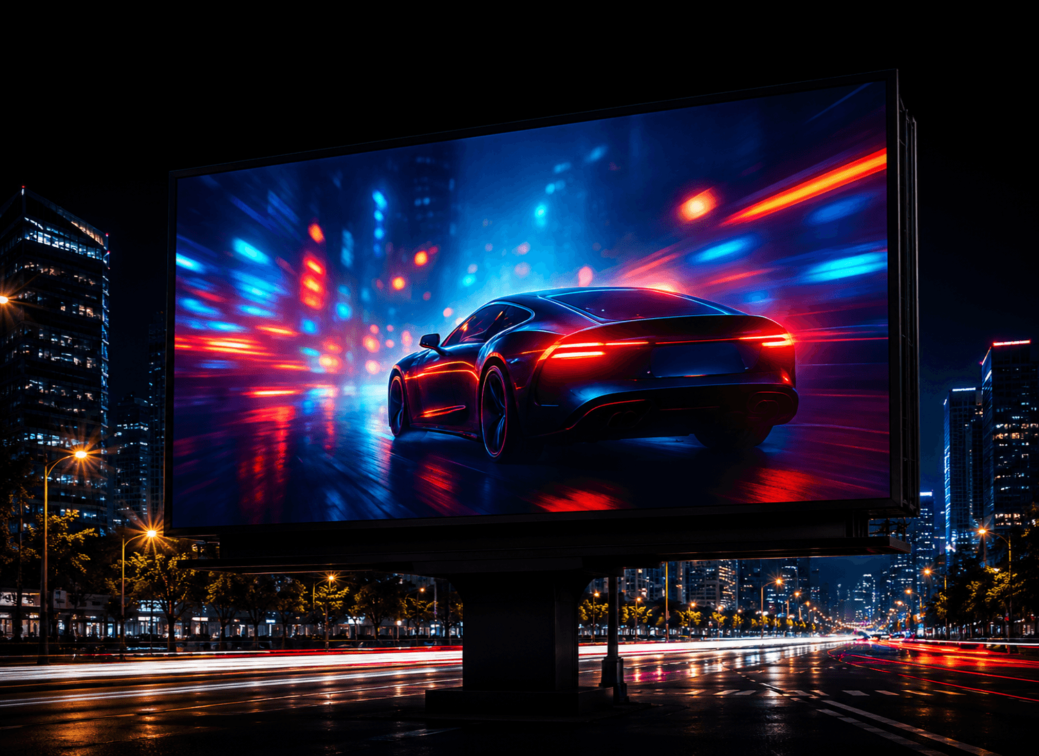 Conference room LED display showing resort property